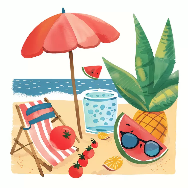 sun umbrella water glass Summer Begins iced tea lemon