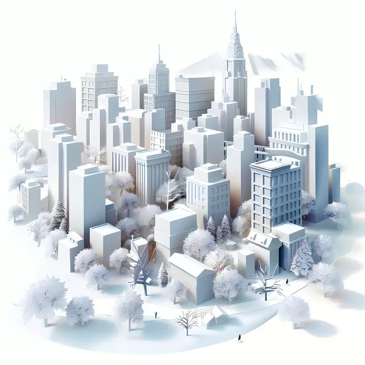 Urban landscape in winter Snow covered cityscape Wintery cityscape White cities in winter