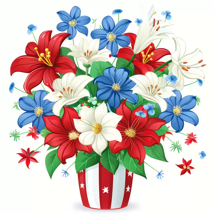 red white and blue flower american flag patriotic vase