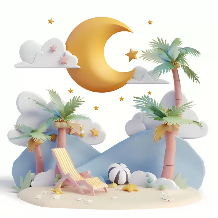 summer night beach soft lighting tropical night time