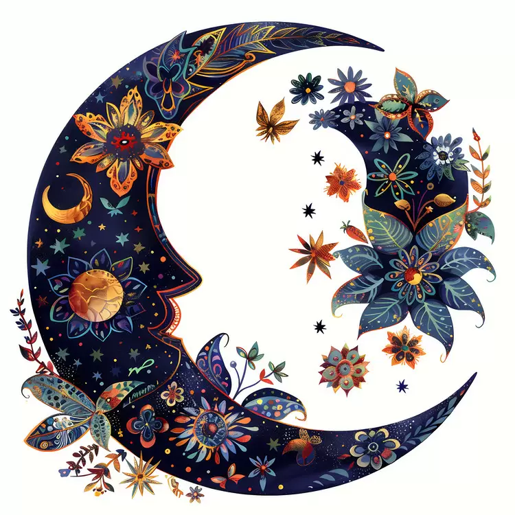 Artistic Celestial Fanciful Flowery Moon