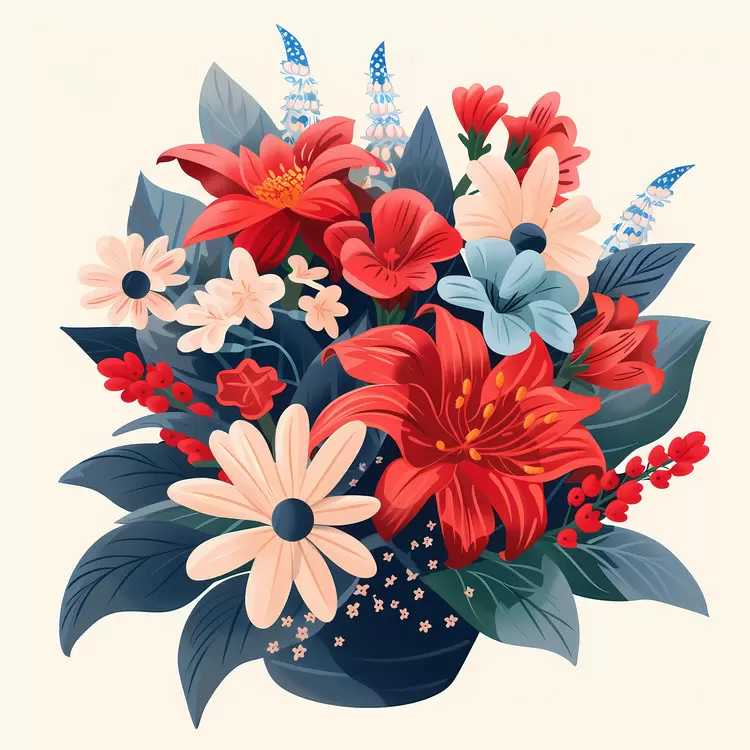 4th of July Flower bouquet Geraniums Peonies