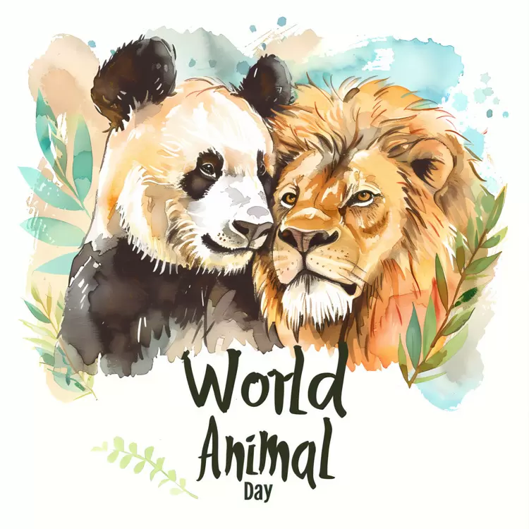 lion safari brush strokes greenery World Animal Day
