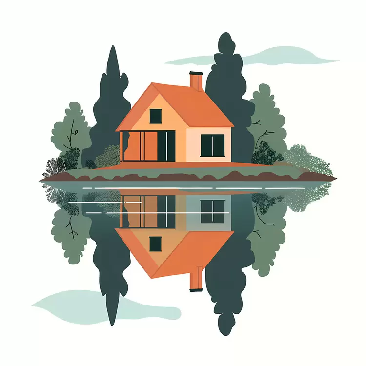 Nature Waterfront Forest Cottage Reflection