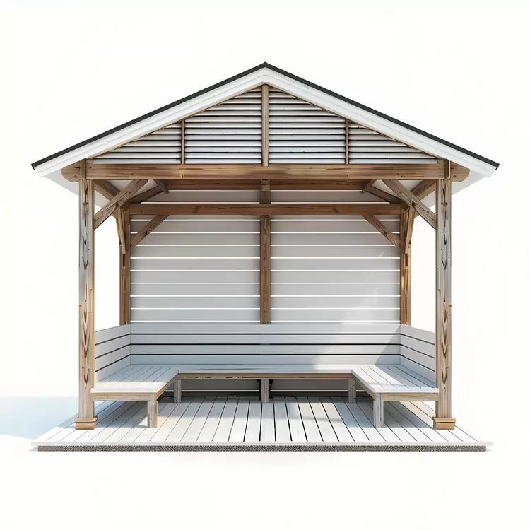 covered wooden relaxation deck shade