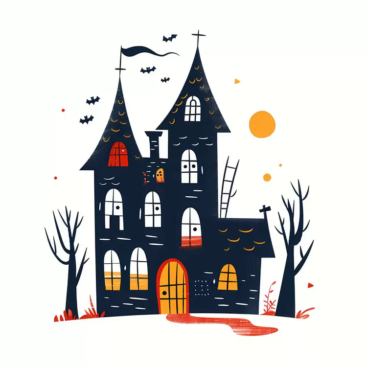 Terrifying Cartoon Whimsical Haunted House