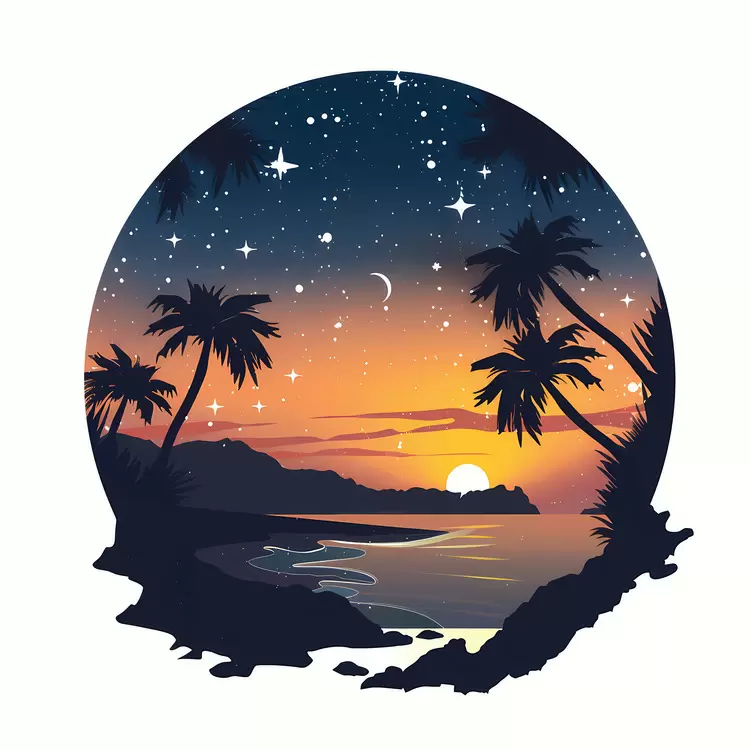 stars mountains jungle beach ocean