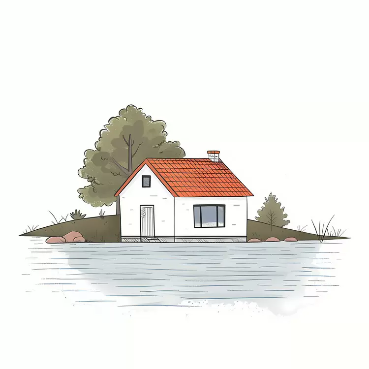 House Lake Boat Tree Building
