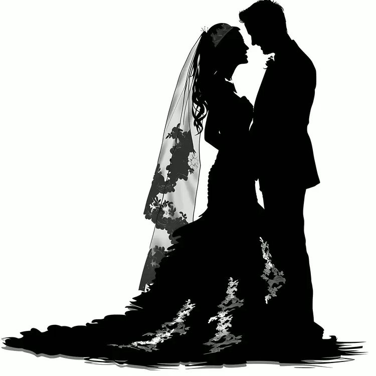 wedding ceremony Bride and Groom Silhouette dress