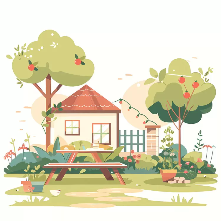 rural people picnic table outdoor cartoon