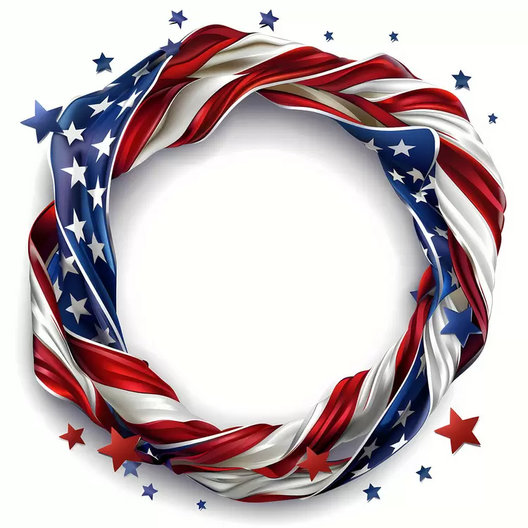 banner woven ribbon independence day red white and blue wreath