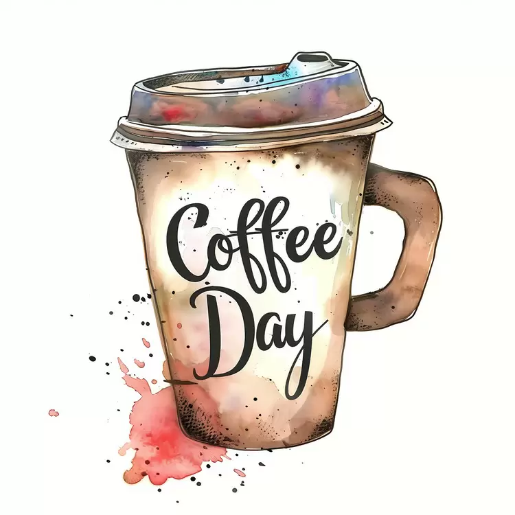 design element mug cup coffee day watercolor