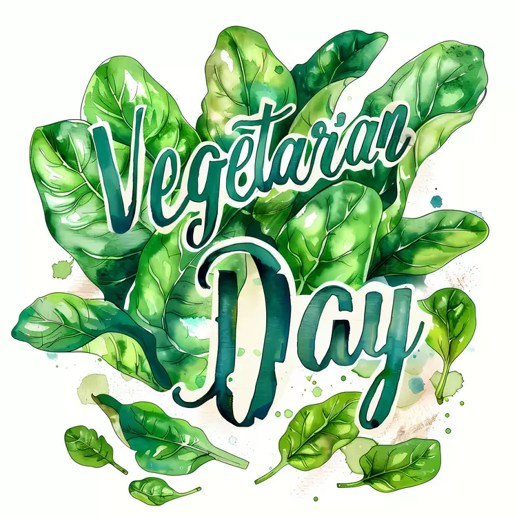 Watercolor plants World Vegetarian Day Fresh leaves Green leafs Plant in watercolor style