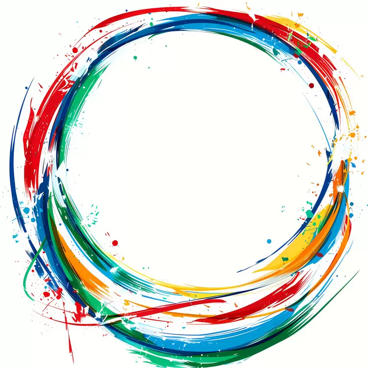 Contemporary artwork Abstract design Painted circle Multicolored brushstrokes Artistic border