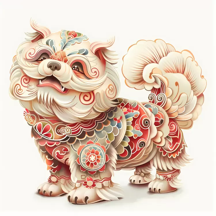 chinese symbol pet floral decorative chinese dog