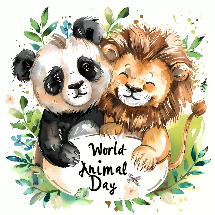 baby animals lion hand drawn illustration adorable animals World Animal Day