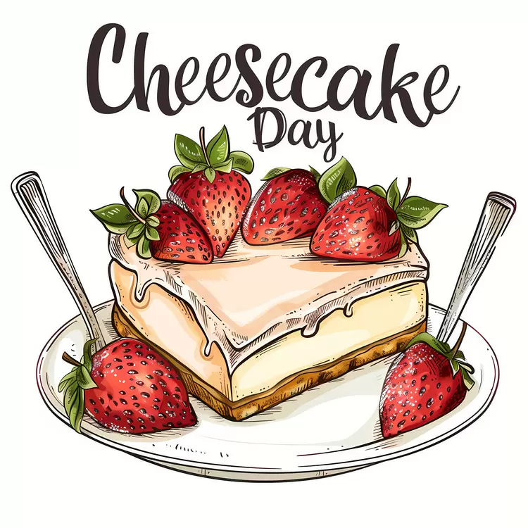 Food art Strawberry Baked goods Cheesecake Day White plate