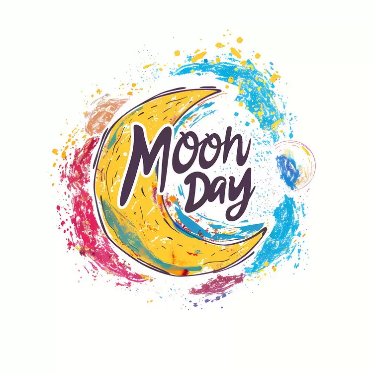 abstract design colorful paint splashes abstract painting Moon Day colorful background