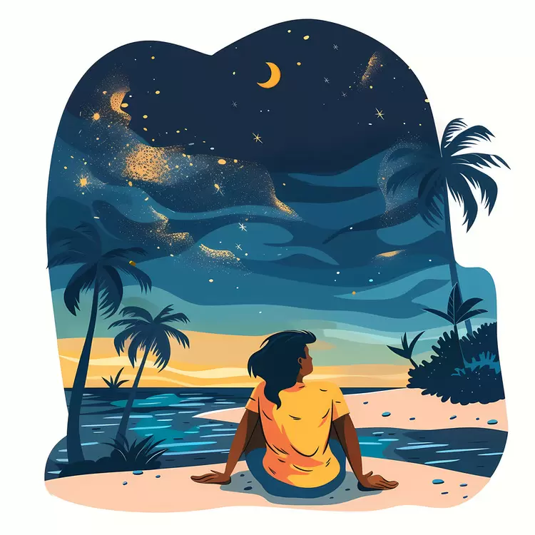 stars in the sky girl on the beach at night summer night night sky stars and moon