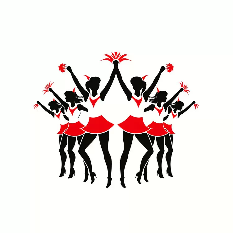 silhouette red dress group Cheerleaders