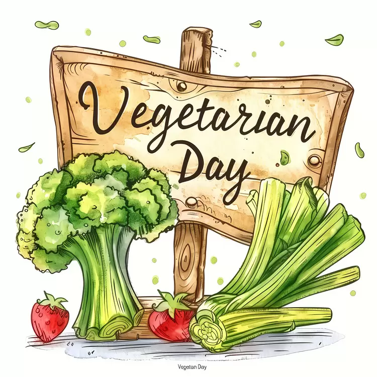 strawberries and broccoli Vegetarian day Whimsical illustration Floral illustration Garden illustration