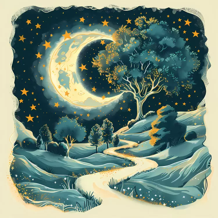 Night sky Path Moon Landscape Rural setting