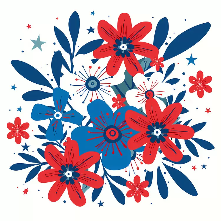 bouquet arrangement white and blue flower american flag