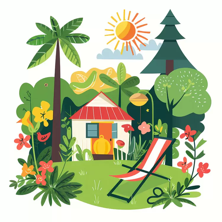 Tropical setting summer yard Grass Lawn Chair