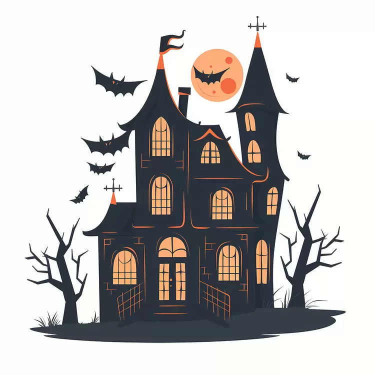 nighttime Haunted House eerie spooky house