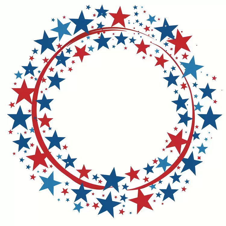 patriotic banner stars American flag round shape
