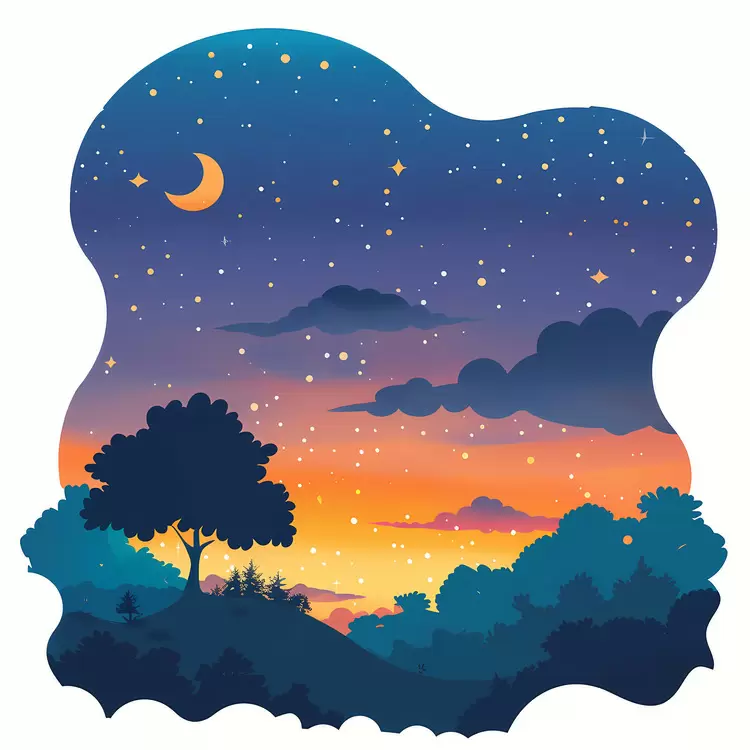summer night mountains moon nighttime clouds