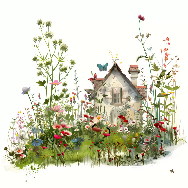 Insects flying around Various shades of green Fertile soil Sunlight filtering through the leaves Growing plants
