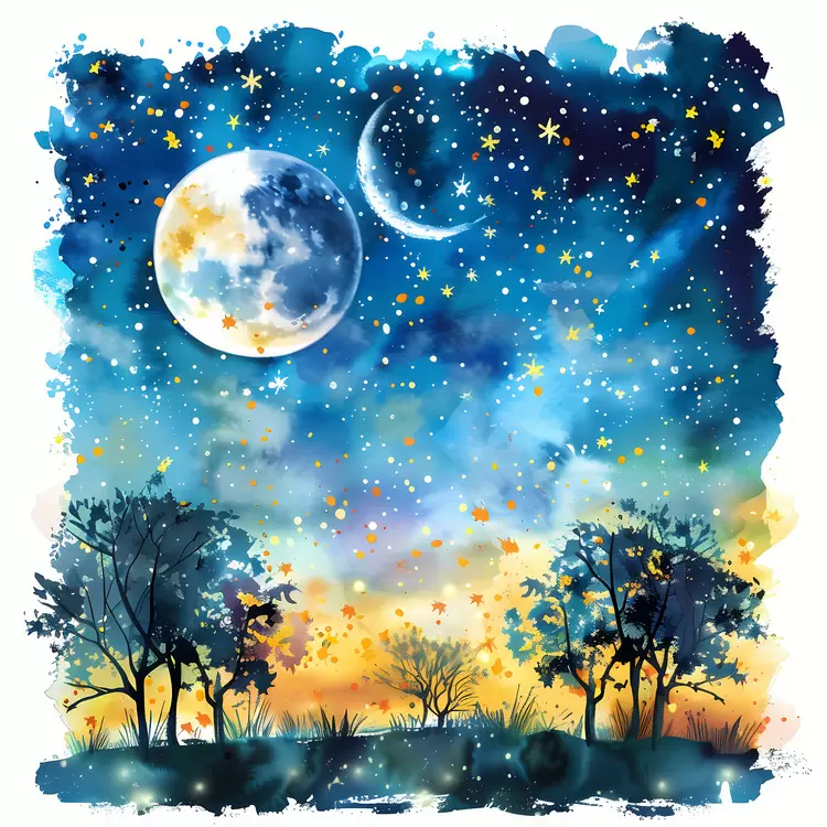 Forest 10 Stars Landscape Mountains summer night