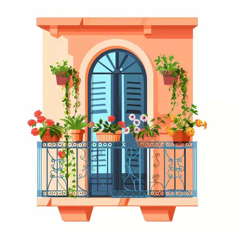 vine blue flower pot green summer balcony
