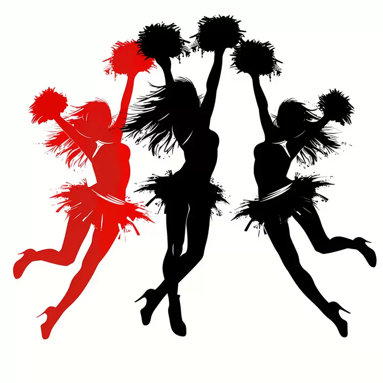 red cheerleading cheerleader dancing jumping