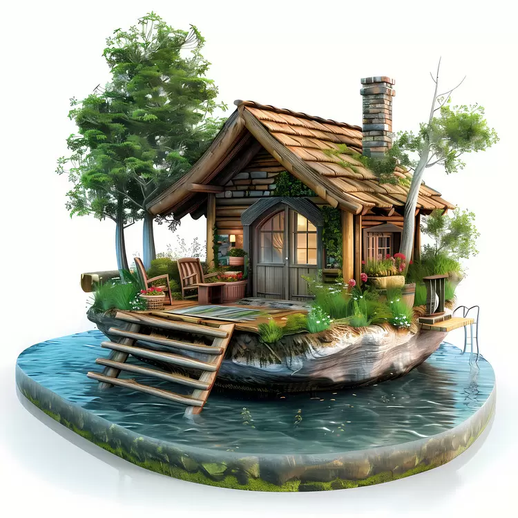 Rural Wooden house summer house River lake