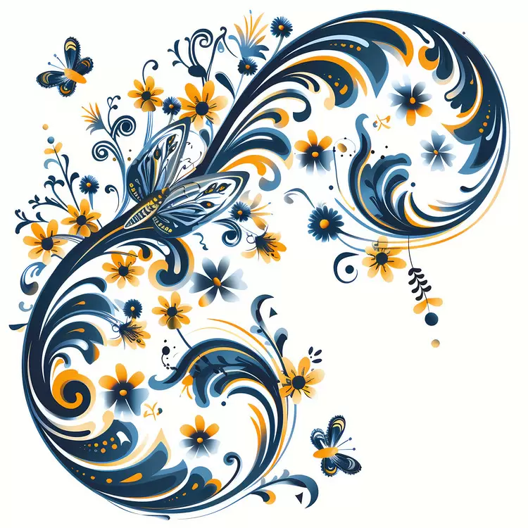 blue butterfly swirl background decorative design summer night colorful artwork