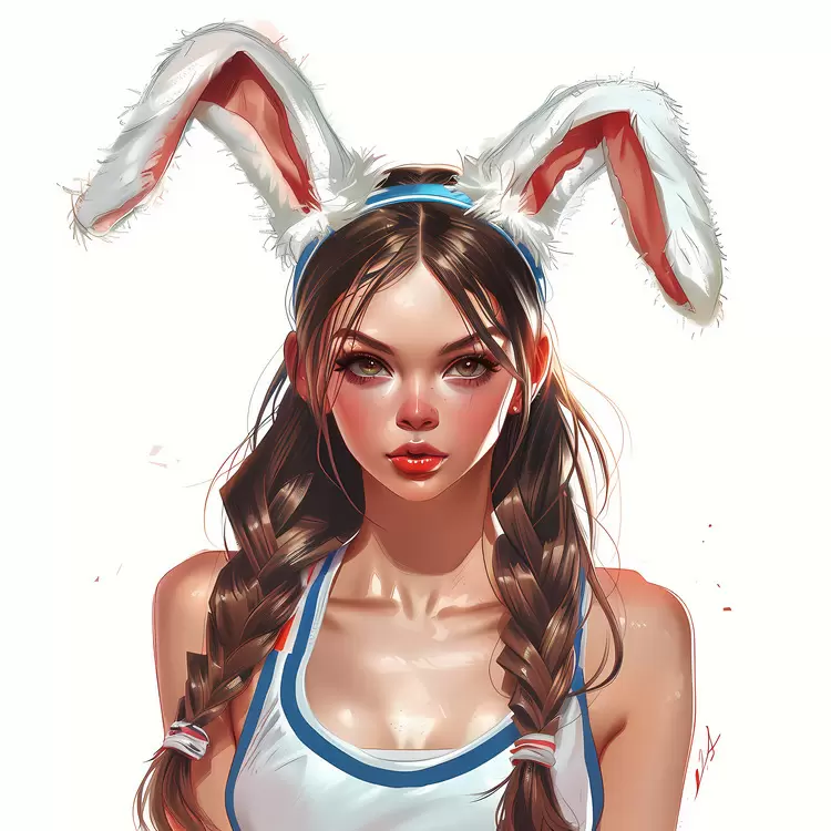 Girl with white bunny ears Girl in rabbit ears Girl with rabbit ears