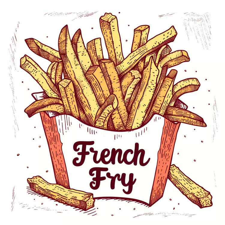 National French Fry Day french fries hand drawn food illustration black and white illustration