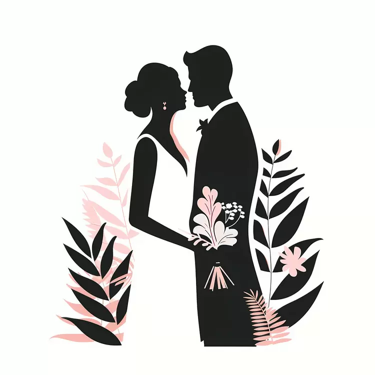 bride minimalistic garden groom contrasting