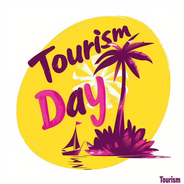 Sightseeing Palm trees Holiday Yellow background World Tourism Day
