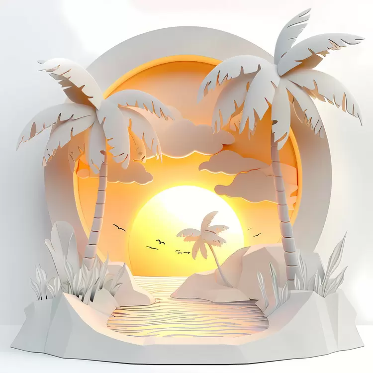 Paper art Vector design Paper cut paper summer night
