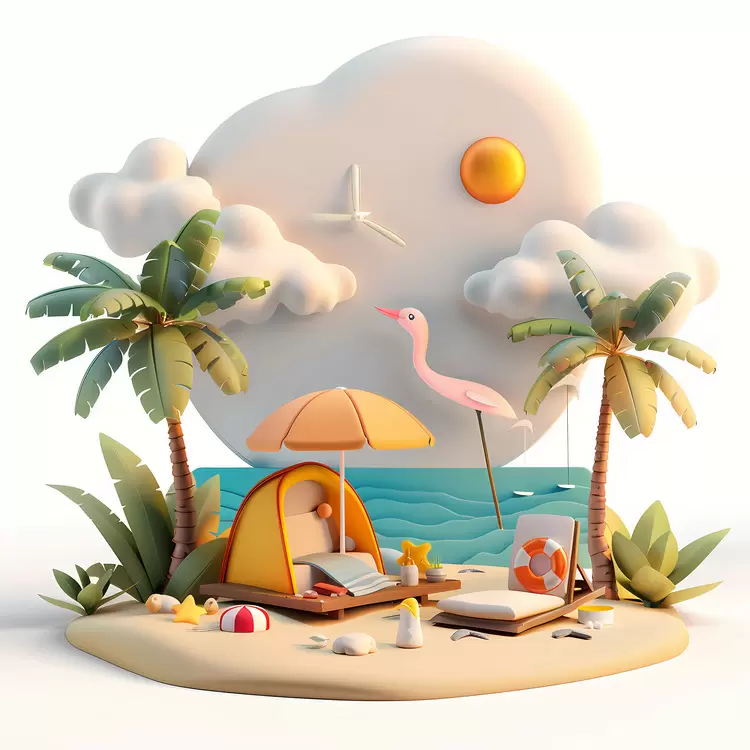 hammock ocean umbrella sunglasses summer morning