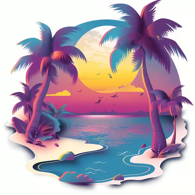 Island paradise Fractured Sunrise at beach seascape Island scenery
