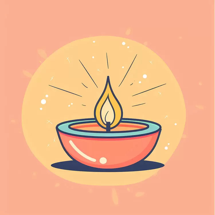 Glowing Diya Flame Diwali Shining