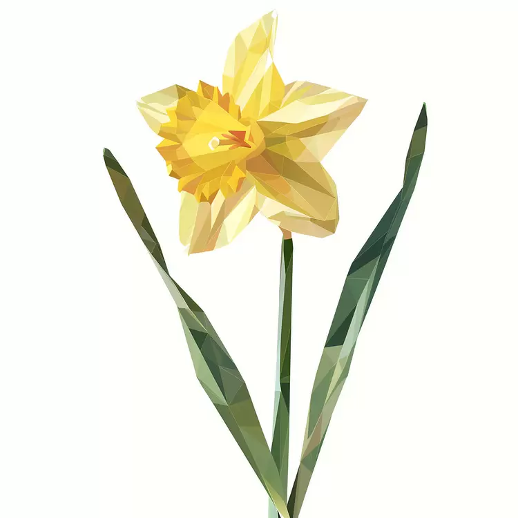 White background Geometric Yellow Leaves Green stem