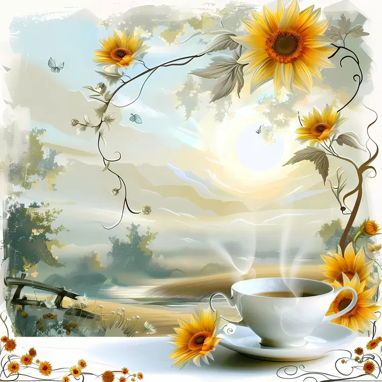 food cup summer morning sunflowers