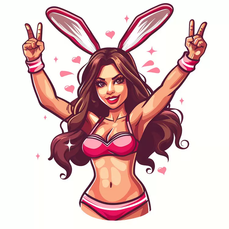 pink bikini bunny ears costume bunny ears party outfit rave fashion girl in bunny ears