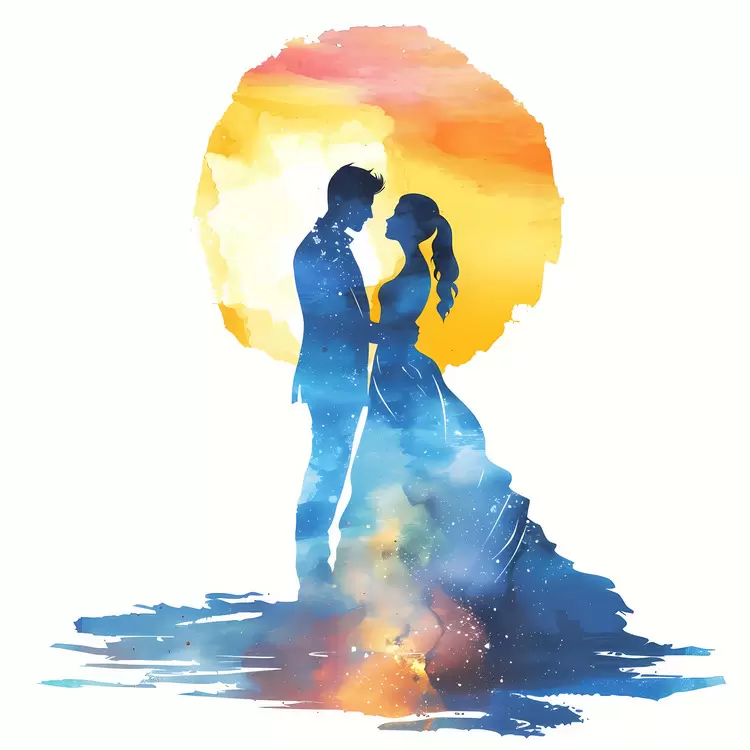 Romantic Bride Groom Soft pastel Impressionistic