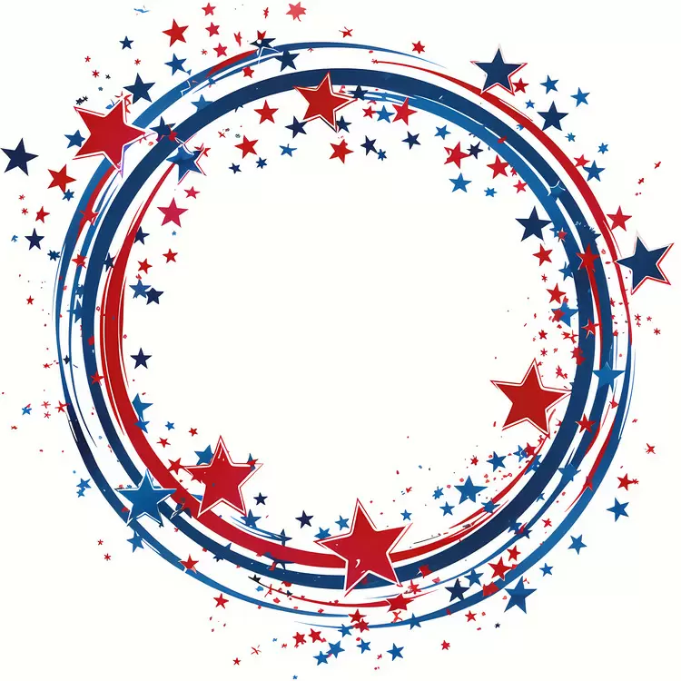 star celebration patriotic white and blue frame